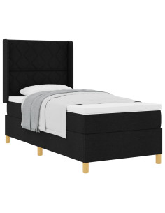 Letto a molle con testiera Nero 90 x 190 cm Tessuto 2