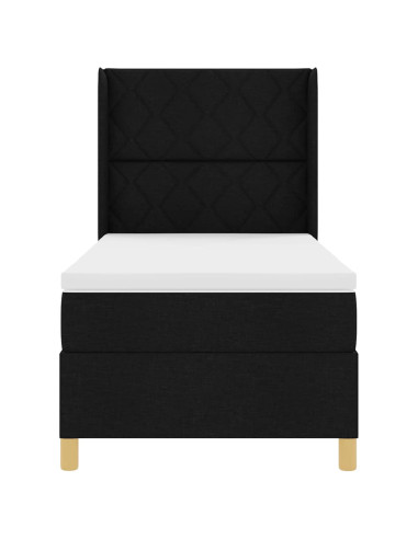 Letto a molle con testiera Nero 90 x 200 cm Tessuto