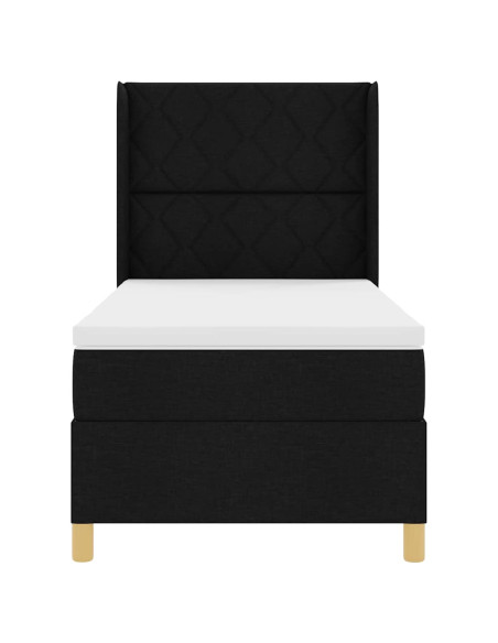Letto a molle con testiera Nero 90 x 200 cm Tessuto