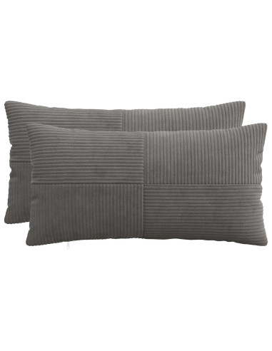 Federa 2 pcs ALMELO Grigio Scuro 40 x 80 cm corduroy