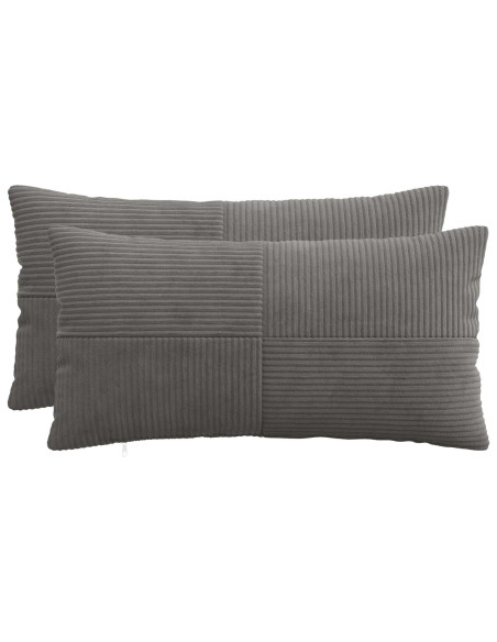 Federa 2 pcs ALMELO Grigio Scuro 40 x 80 cm corduroy