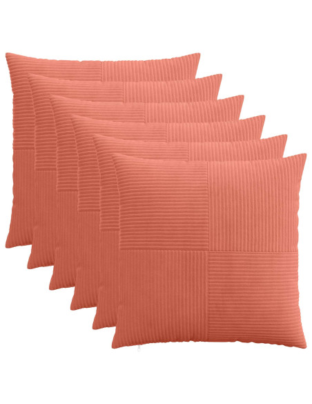 Federa 6 pcs ALMELO Rosso Arancio 60 x 60 cm corduroy