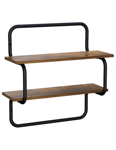 Mensola a muro a 2 livelli Rovere Fumo 40 x 24,5 x 61 cm