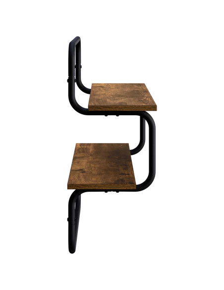 Mensola a muro a 2 livelli Rovere Fumo 40 x 24,5 x 61 cm