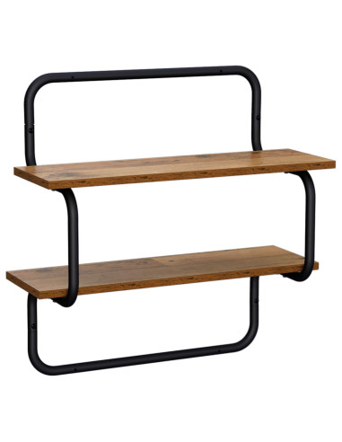 Mensola a parete a 2 livelli Legno antico 40 x 24,5 x 61 cm