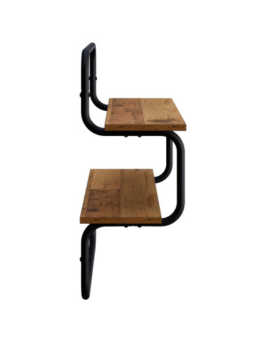 Mensola a parete a 2 livelli Legno antico 40 x 24,5 x 61 cm