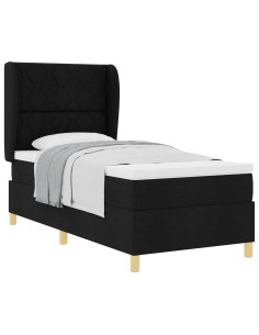 Letto a molle con testiera Nero 190 x 90 cm Tessuto 2