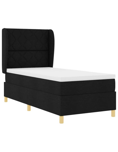 Letto a molle con testiera Nero 190 x 90 cm Tessuto