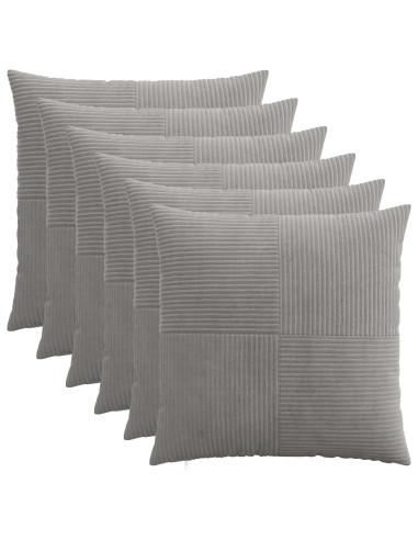 Federa 6 pcs ALMELO Grigio Chiaro 60 x 60 cm corduroy