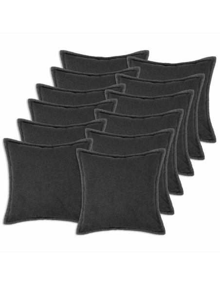 Federa 12 pcs HOUTEN Grigio Scuro 50 x 50 cm Bouclé