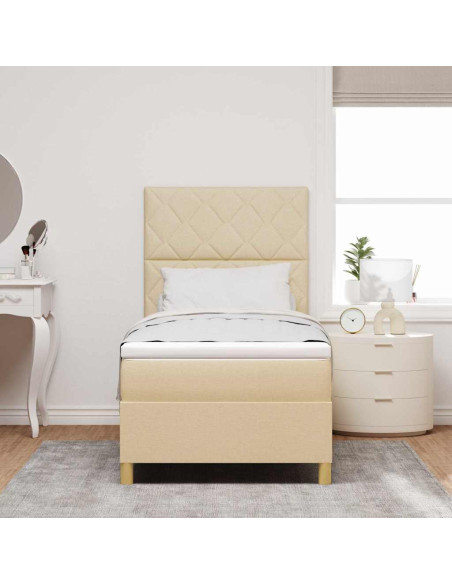 Letto a Sorgente LED con testiera Crema 90 x 200 cm Tessuto