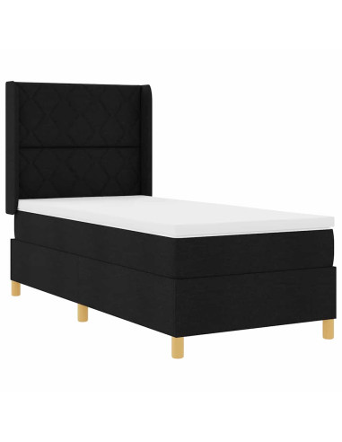 Letto a molle con strisce LED Nero 90 x 190 cm Tessuto