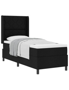 Letto a molle con cuscino con testiera Nero 190 x 90 cm Tessuto 2