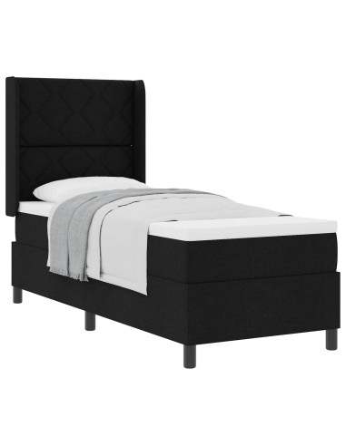 Letto a molle con cuscino con testiera Nero 190 x 90 cm Tessuto