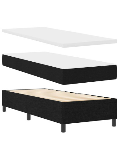 Letto a molle con cuscino con testiera Nero 190 x 90 cm Tessuto