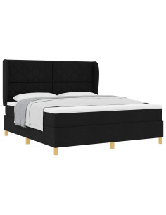 Letto a molle con testiera Nero 200 x 180 cm Tessuto 2