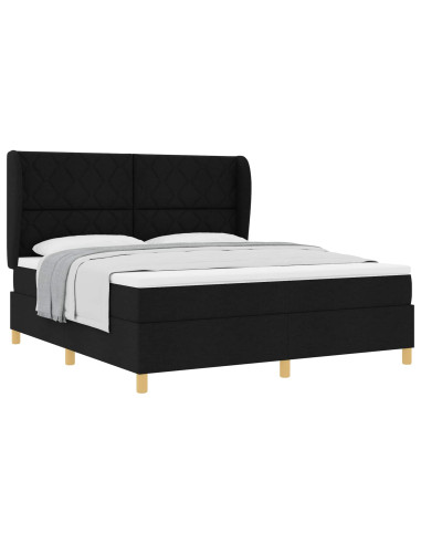 Letto a molle con testiera Nero 200 x 180 cm Tessuto