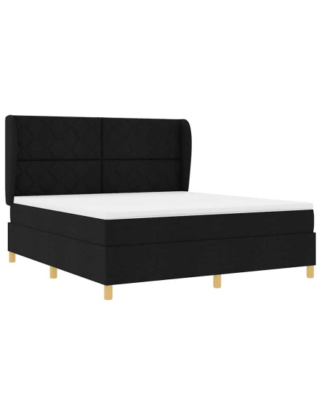 Letto a molle con testiera Nero 200 x 180 cm Tessuto