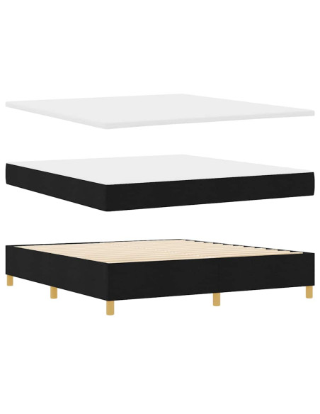 Letto a molle con testiera Nero 200 x 180 cm Tessuto