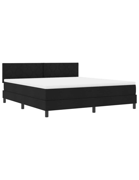 Letto a molle con strisce LED Nero 180 x 200 cm Tessuto