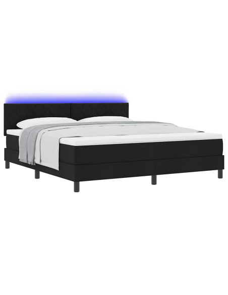 Letto a molle con strisce LED Nero 180 x 200 cm Tessuto