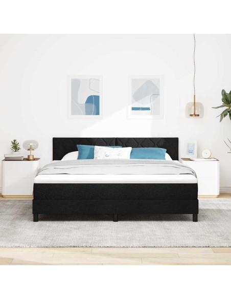 Letto a molle con strisce LED Nero 180 x 200 cm Tessuto