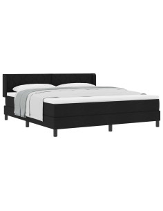 Letto a molle con testiera Nero 200 x 180 cm Tessuto