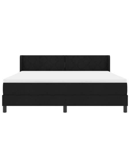 Letto a molle con testiera Nero 200 x 180 cm Tessuto