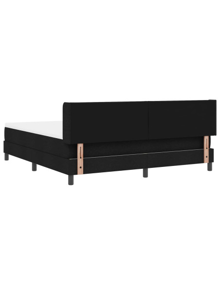 Letto a molle con testiera Nero 200 x 180 cm Tessuto