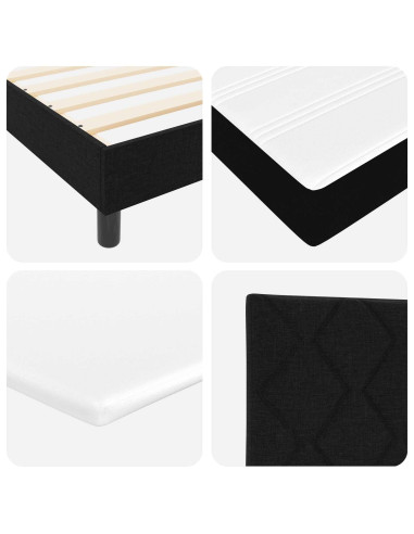 Letto a molle con testiera Nero 200 x 180 cm Tessuto
