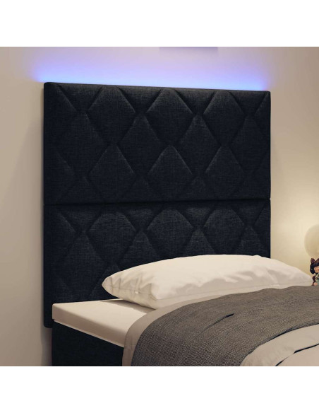 Testiera LED Nero 90 cm Tessuto