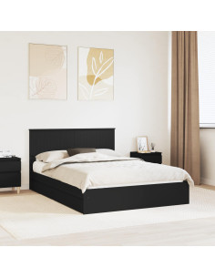 Letto con Contenitore Nero 135 x 190 cm Legno multistrato