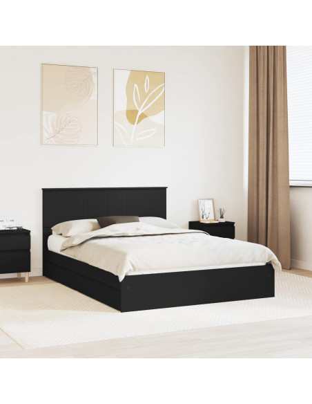 Letto con Contenitore Nero 135 x 190 cm Legno multistrato