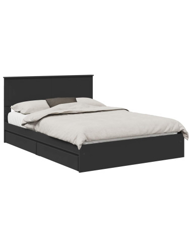 Letto con Contenitore Nero 135 x 190 cm Legno multistrato