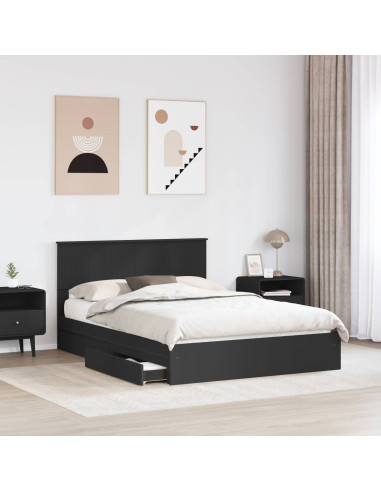 Letto con Contenitore Nero 135 x 190 cm Legno multistrato