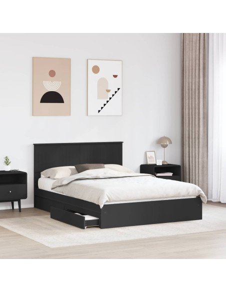 Letto con Contenitore Nero 135 x 190 cm Legno multistrato