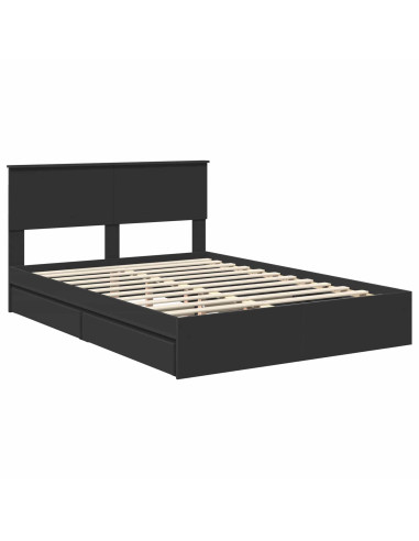 Letto con Contenitore Nero 135 x 190 cm Legno multistrato