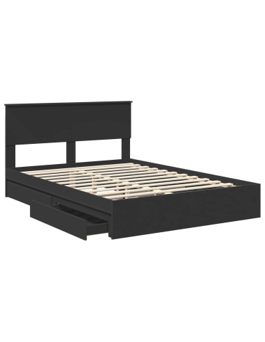 Letto con Contenitore Nero 135 x 190 cm Legno multistrato