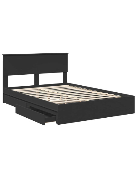 Letto con Contenitore Nero 135 x 190 cm Legno multistrato