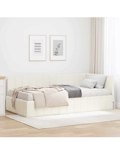 Struttura Letto Angolare con Materasso 2 pz Crema Velluto