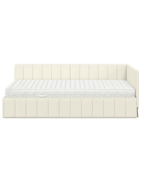 Struttura Letto Angolare con Materasso 2 pz Crema Velluto