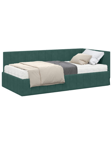 Struttura Letto Angolare con Materasso 2 pz Verde Velluto