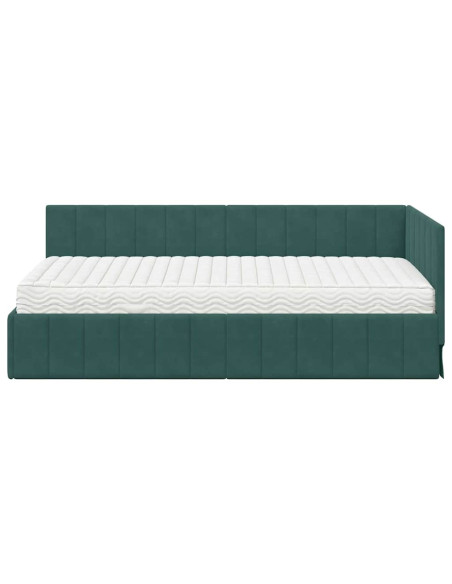 Struttura Letto Angolare con Materasso 2 pz Verde Velluto
