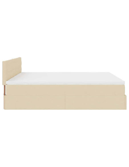 Struttura Letto Pouf con Materassi Crema 200x200 cm in Tessuto