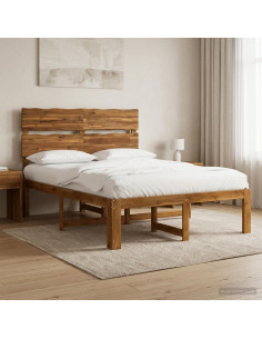 Letto matrimoniale con testiera ROSTOCK Naturale 137 x 190 cm