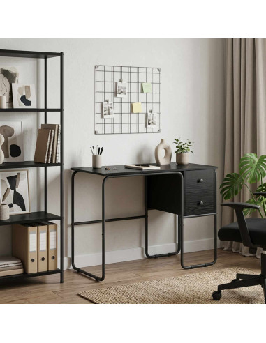 Scrivania con Spazio di Archiviazione Rovere Nero