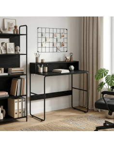 Scrivania con Spazio di Archiviazione Rovere Nero