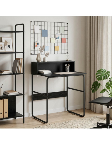 Scrivania con Spazio di Archiviazione Rovere Nero