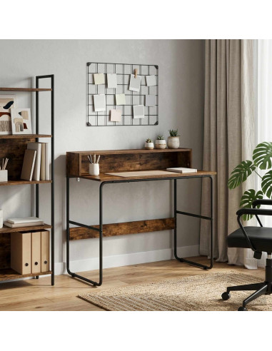 Scrivania con Spazio di Archiviazione Rovere Fumo