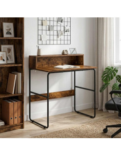 Scrivania con Spazio di Archiviazione Rovere Fumo